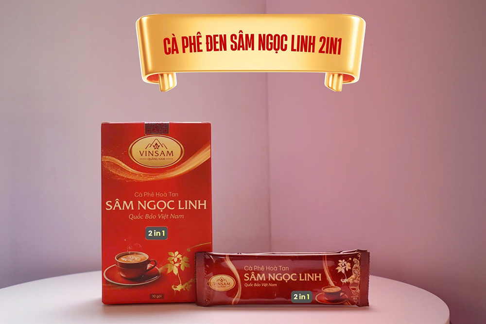 Cà phê sâm Ngọc Linh 2in1 hộp 10 gói